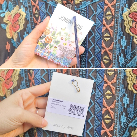 Johnny Was Biya | Crozier Embroidered Boho Rayon Maxi Dress Size Small - Picture 5 of 16